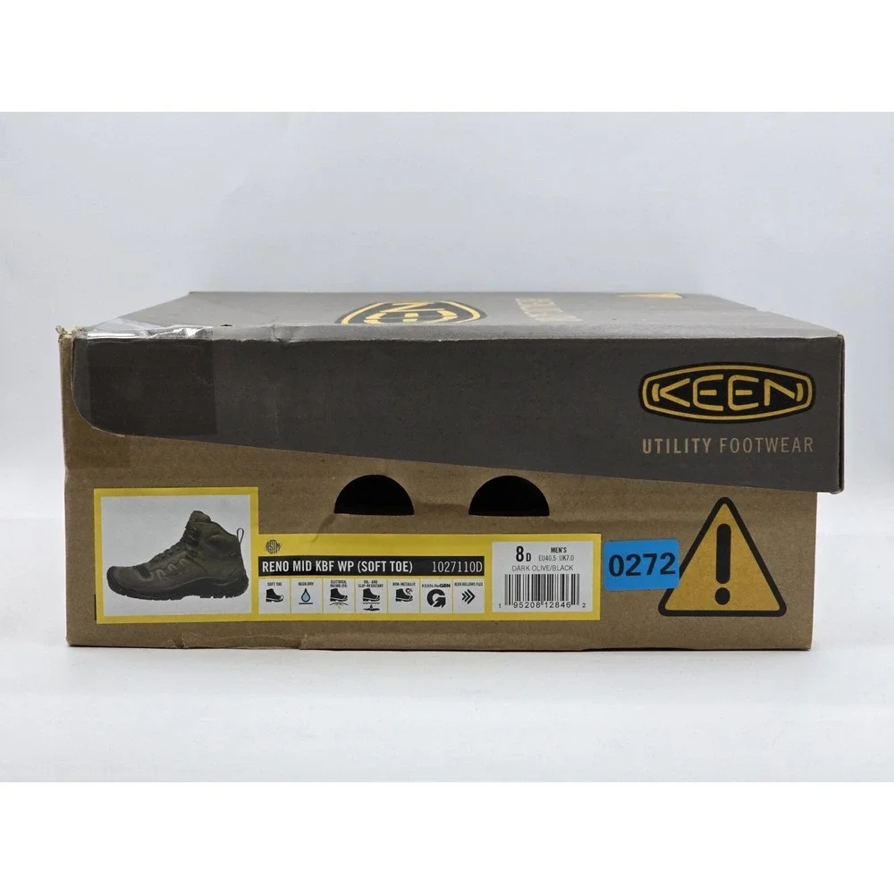 KEEN Utility Reno Mid Height Soft Toe‎ Athletic Work Boot Sz 8D Olive/black